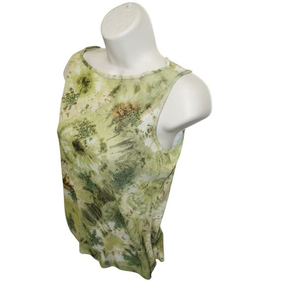 Xhilaration Green Tie Dye Glitter Tank Top Sz M Floral Burst Print Y2K Style - Picture 3 of 6